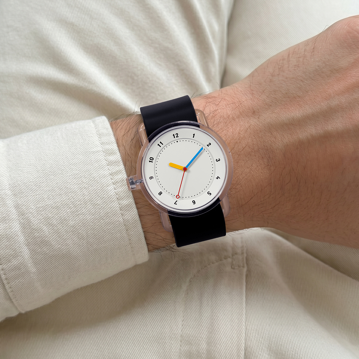 TID No.3 Lightweight Scandinavian Watch – Transparent TR90 Case, White Dial & Silicon Strap