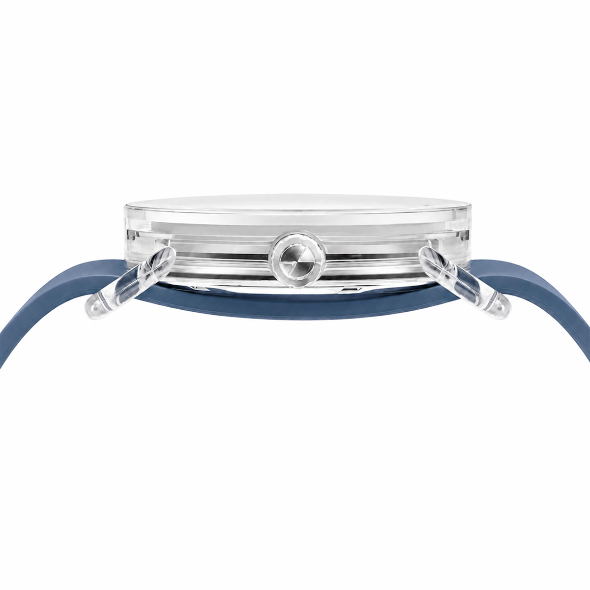 TID No.3 Lightweight Scandinavian Watch – Transparent TR90 Case, White Dial & Ocean Blue Silicone Strap