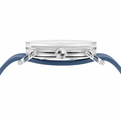 TID No.3 Lightweight Scandinavian Watch – Transparent TR90 Case, White Dial & Ocean Blue Silicone Strap