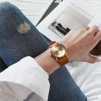 TID No.1 Gold Dial / Tan Leather Strap / Gold Buckle - TID WATCHES
