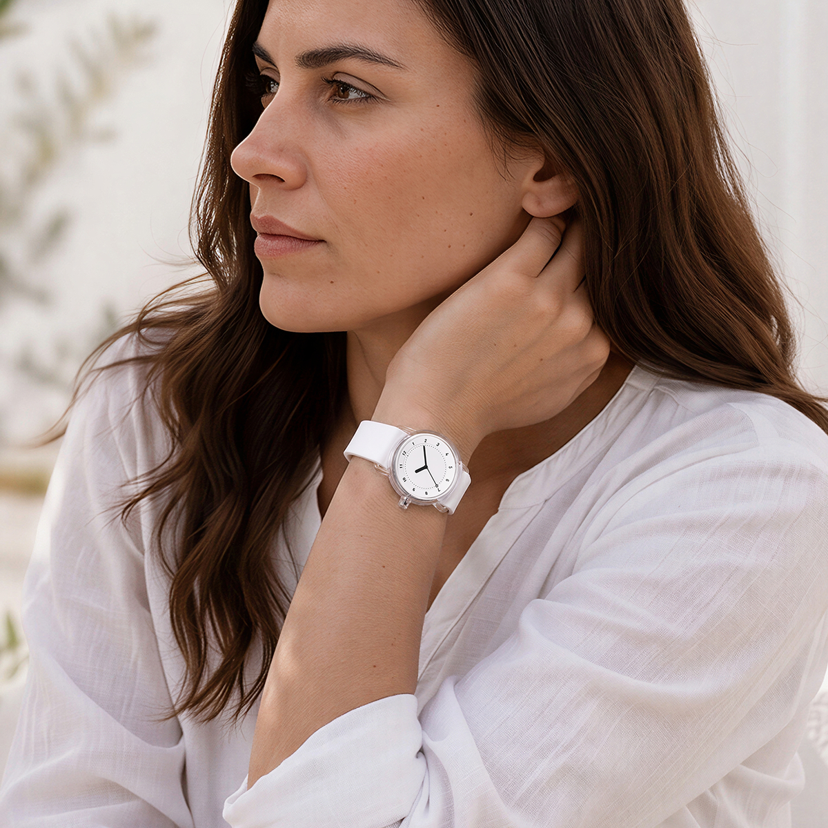 TID No.3 Lightweight Scandinavian Watch – Transparent TR90 Case, White Dial & Ocean Blue Silicone Strap