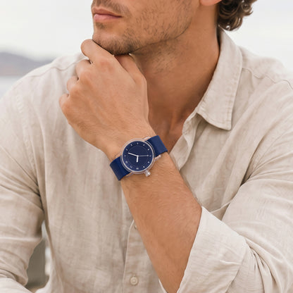 TID No.3 Lightweight Scandinavian Watch – Transparent TR90 Case, Blue Dial & Silicone Strap