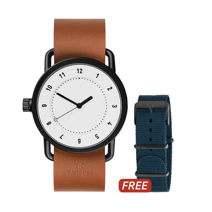 TID No.1 White Dial / Tan Leather Strap / Black Buckle