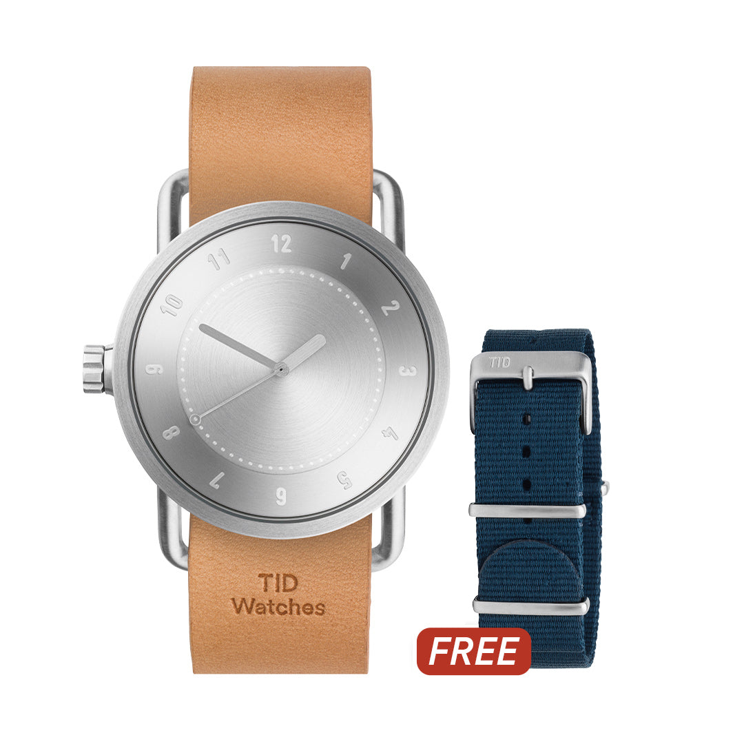 Nr. 1 Stahl / schwarzes Lederarmband / Stahlschnalle