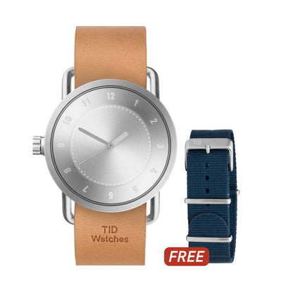 Nr. 1 Stahl / schwarzes Lederarmband / Stahlschnalle