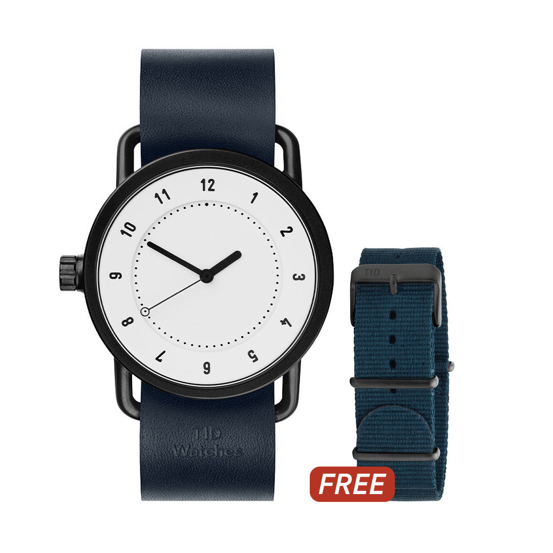 TID No.1 White Dial / Navy Leather Strap / Black Buckle