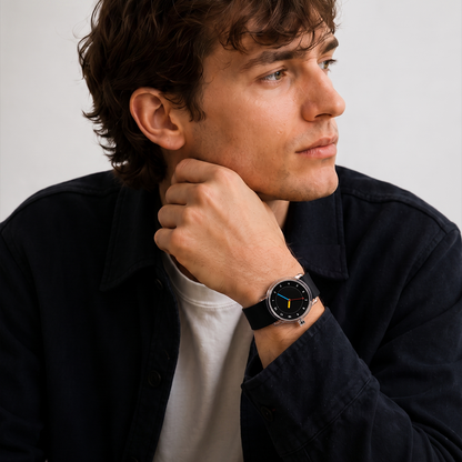 TID No.3 Lightweight Scandinavian Watch – Transparent TR90 Case, Black Dial & Silicone Strap