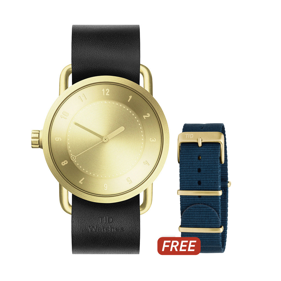 TID No.1 Gold Dial / Black Leather Strap / Gold Buckle
