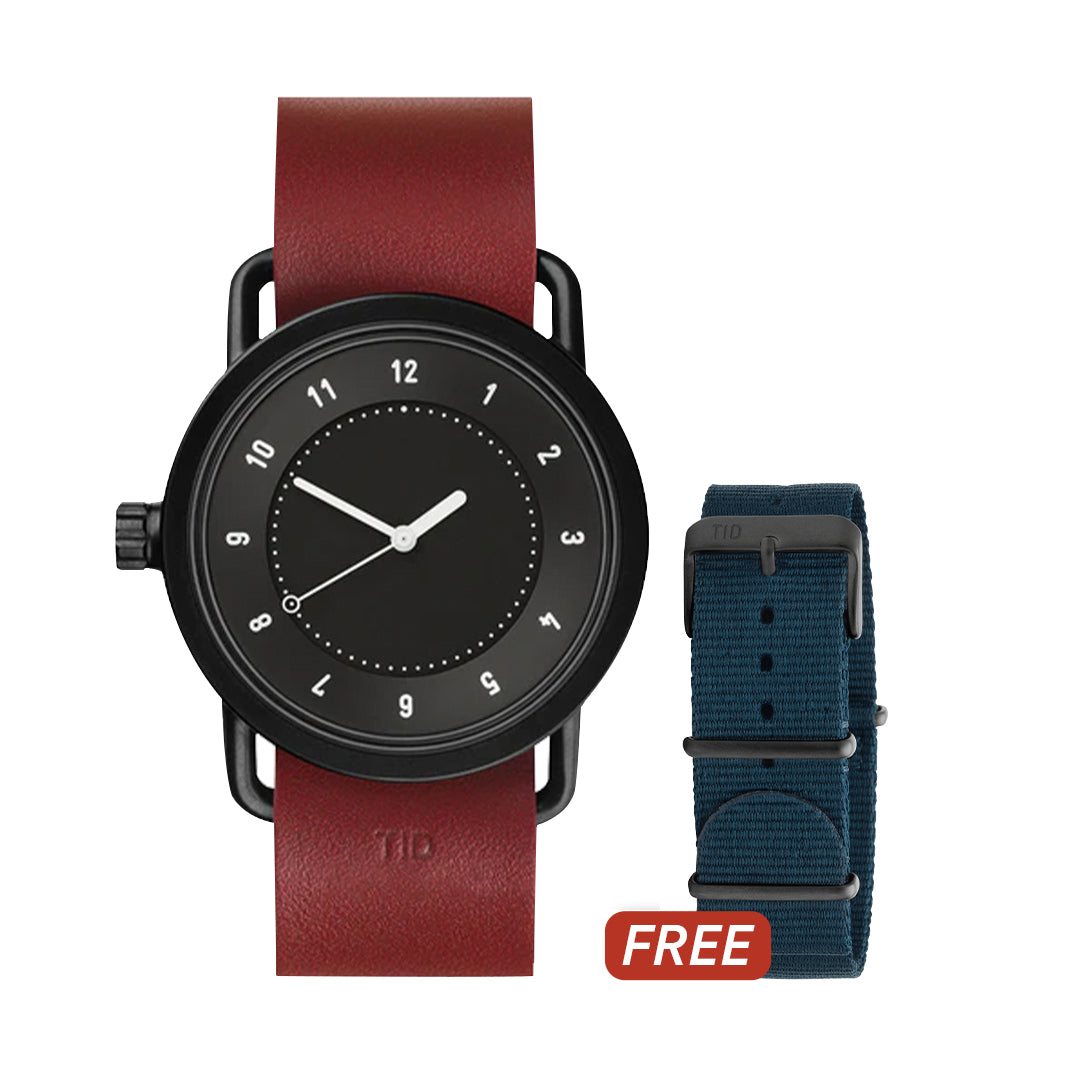 TID No.1 Black Dial / Burgundy Leather Strap / Black Buckle