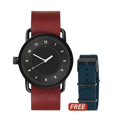 TID No.1 Black Dial / Burgundy Leather Strap / Black Buckle