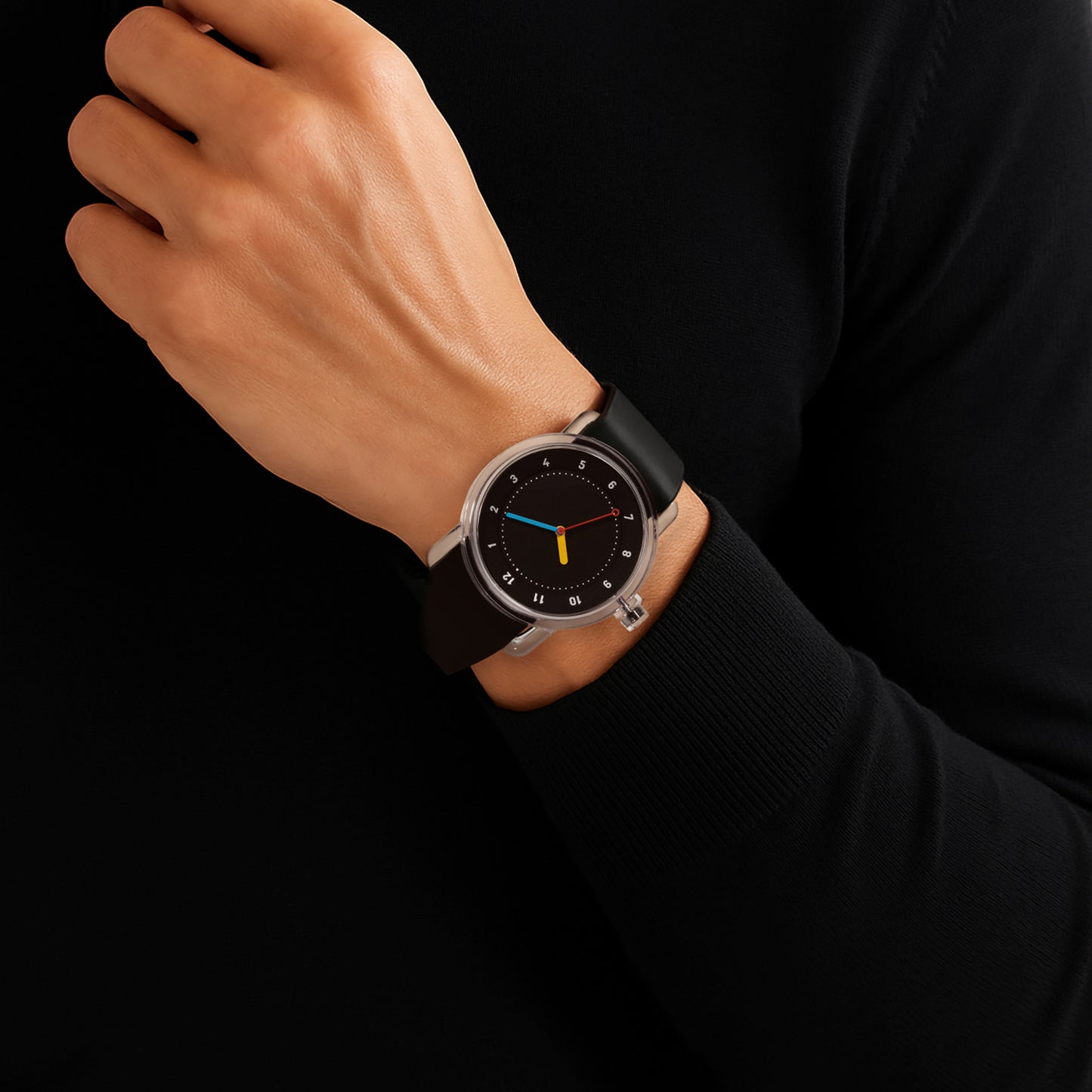 Nr. 3 Builders Club Edition 38 mm Schwarz/schwarzes Silikonarmband/transparente Schnalle