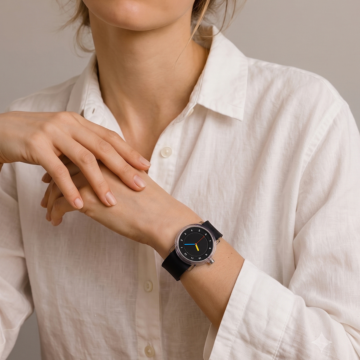 TID No.3 Lightweight Scandinavian Watch – Transparent TR90 Case, Black Dial & Silicone Strap