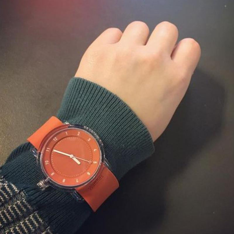 TID watches No.3 TR90 38mm Orange Silicone Wristband/transparent 