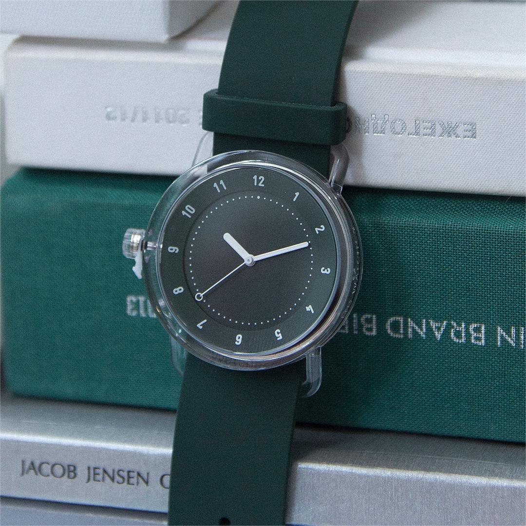 TID No.3 TR90 38mm Green / Green Silicone Strap / Transparent Buckle - TID WATCHES