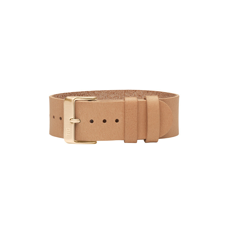 Natural Leather Strap with Black / Steel / Gold Buckle