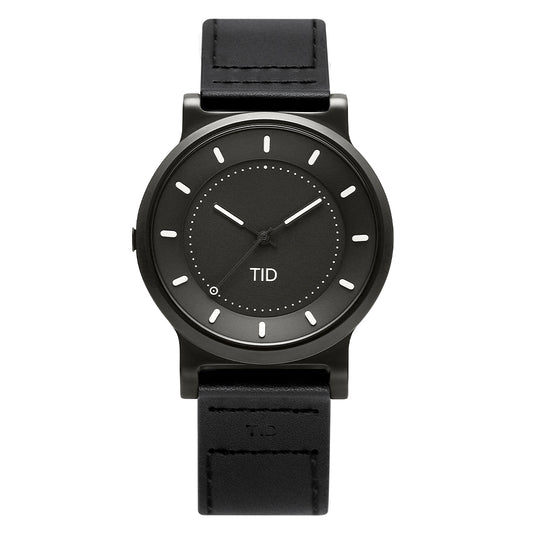 TID No.4 Watch for Men / 40mm Gun Metal Dial / Black Leather Strap