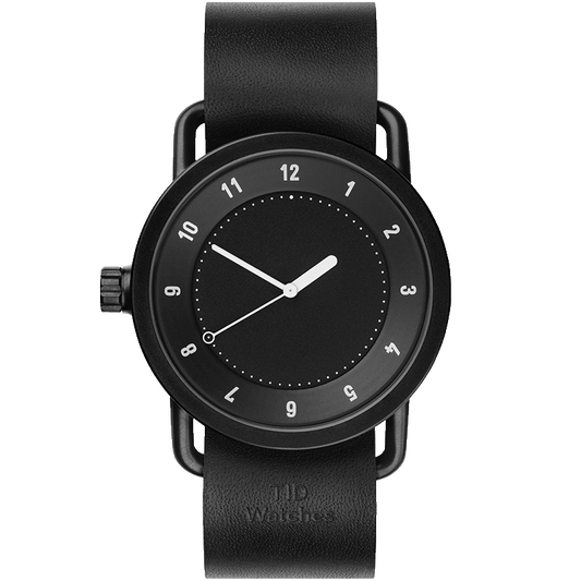 TID No.1  Black / Black Leather Wristband / Black Buckle