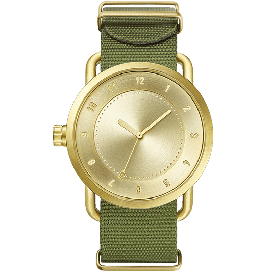 TID No.1  Gold / Green Nylon Wristband/Gold buckle