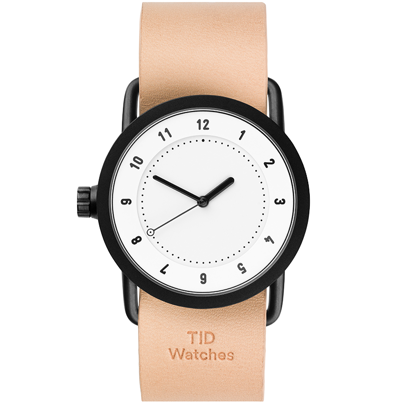 TID No.1  White / Black Leather Wristband/ Black buckle