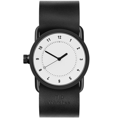TID No.1  White / Black Leather Wristband/ Black buckle