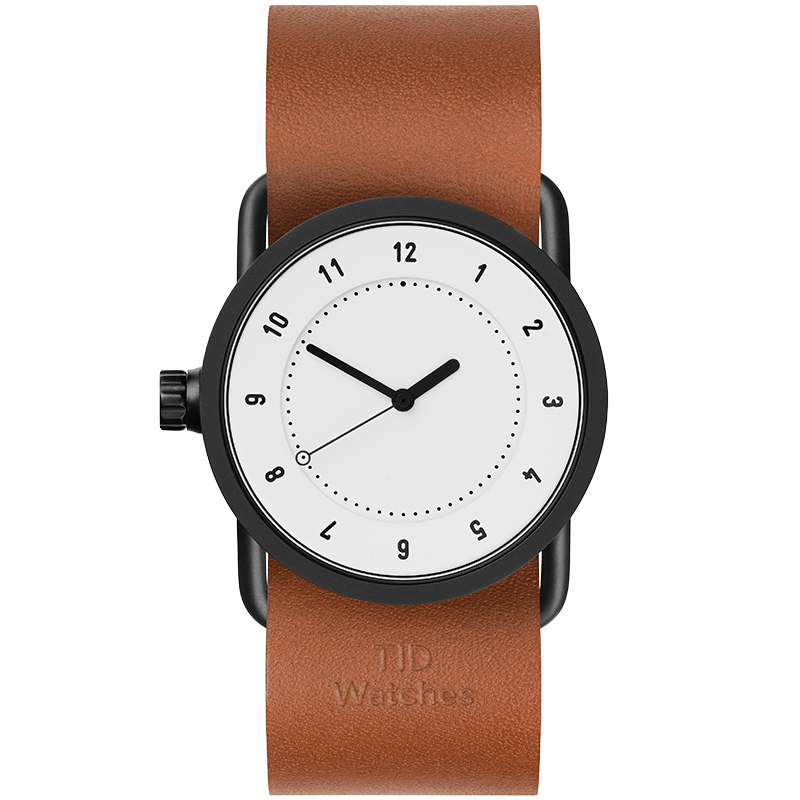 TID No.1  White / Natural Leather Wristband / Black Buckle
