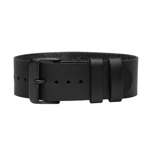 Black Leather Wristband/ Black Buckle