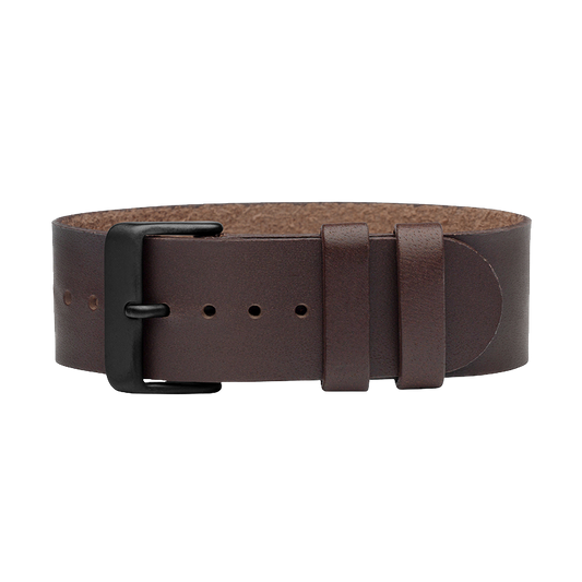 Walnut Leather Wristband / Black buckle