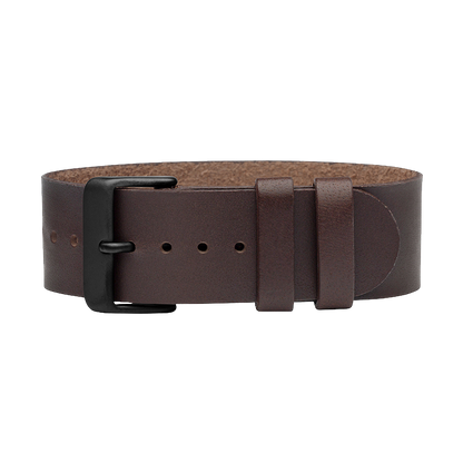Walnut Leather Strap with Black / Steel / Gold Buckle