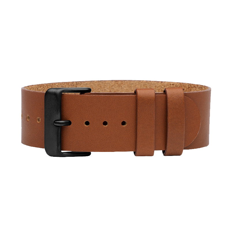 Tan leather wristband / Black buckle