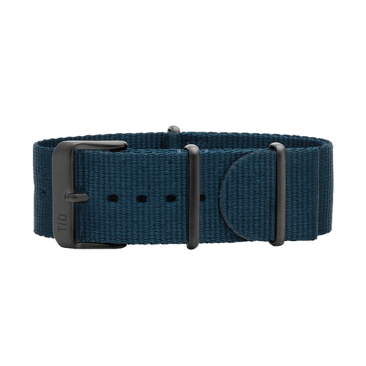 Blue Nylon Strap with Black / Steel / Gold Buckle