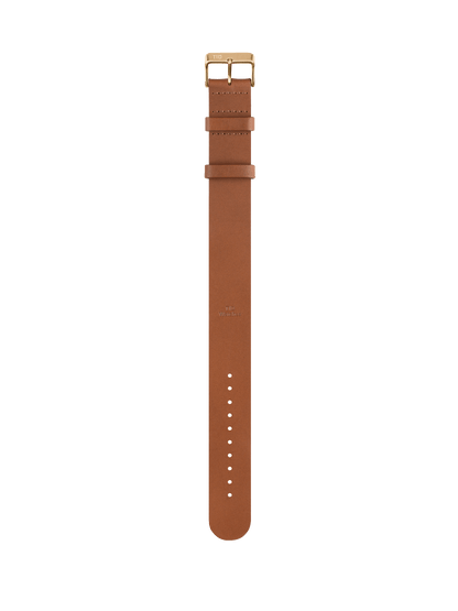 Tan Leather Wristband / Gold buckle