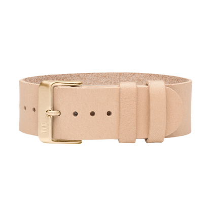 Natural Leather Wristband/ gold buckle