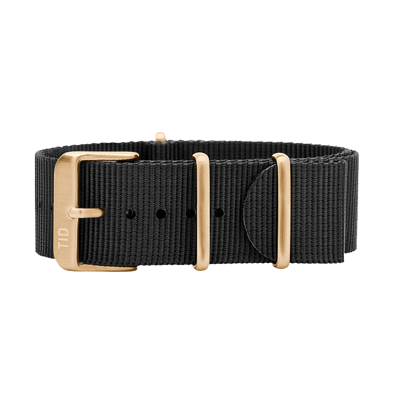 Black Nylon Wristband / Gold buckle