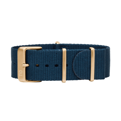 Blue Nylon Wristband/Gold buckle