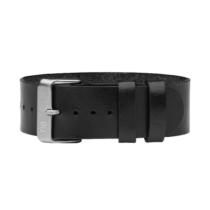 Black Leather Wristband / Steel buckle