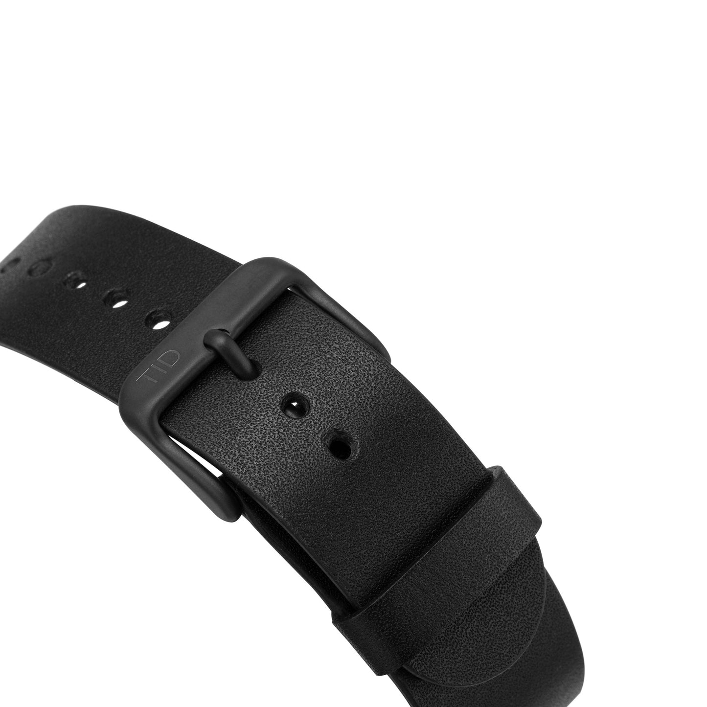 No.4 40MM Gun Metal / Black Leather Wristband